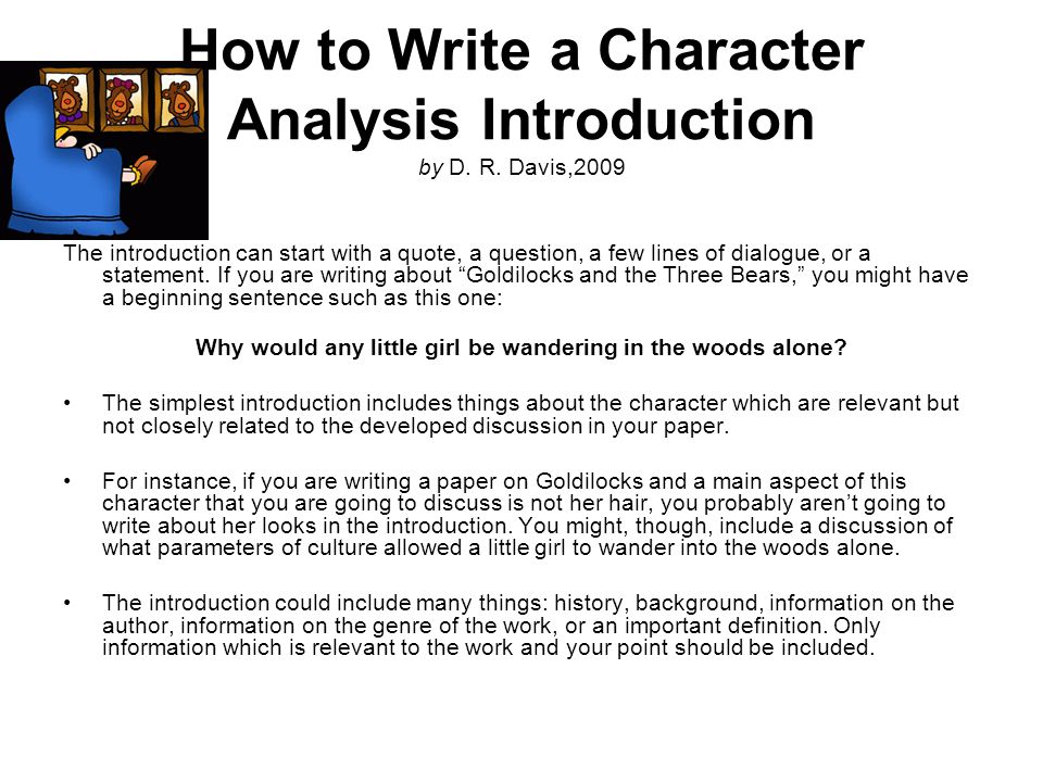 How to write an introduction for a character analysis essay